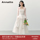 显瘦长袖 ANNATTO 粉色条纹抹胸修身 原创夏季 坎肩连衣裙女 薄纱樱