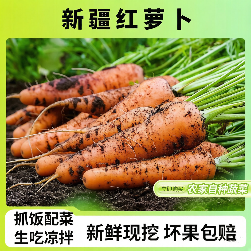 新疆特产蔬菜红萝卜农家新鲜抓饭黄色胡萝卜黄萝卜现挖非有机水果