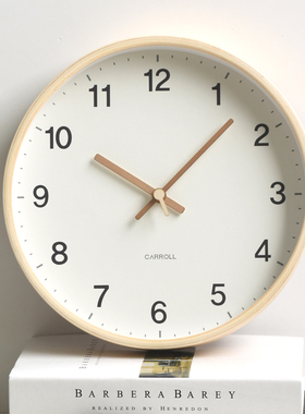 日式木质原木风挂钟客厅时钟室内墙挂办公室儿童房间卧室静音钟表