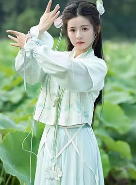 赵灵儿同款仙剑古装汉服仙气COS薄荷绿古风2024新款春夏日常套装