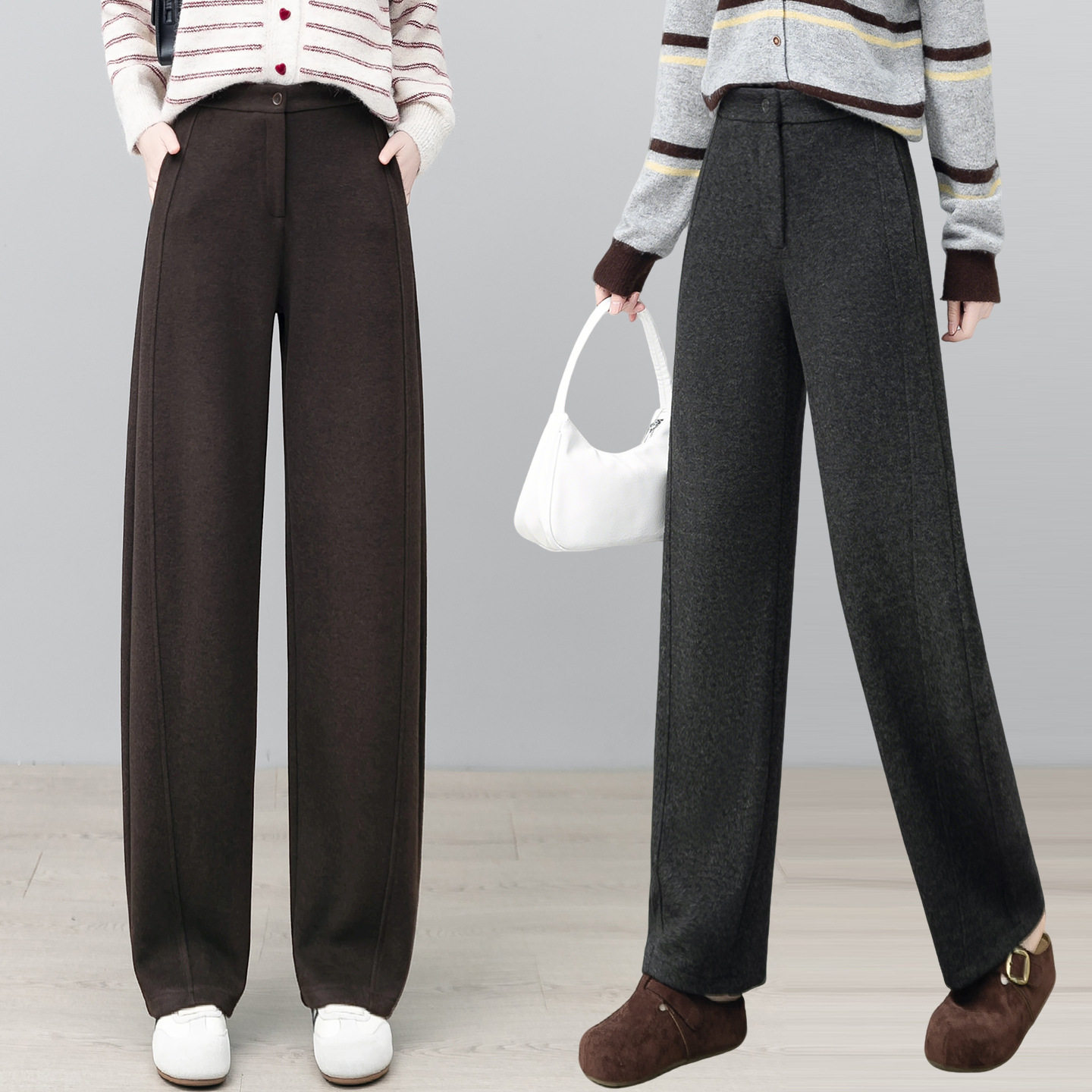 灰色休闲弯刀裤女秋冬保暖显瘦垂顺舒适香蕉裤宽松显瘦百搭镰刀裤,女装/女士精品,休闲裤,淘宝优惠券,粉丝福利购,淘宝优惠卷