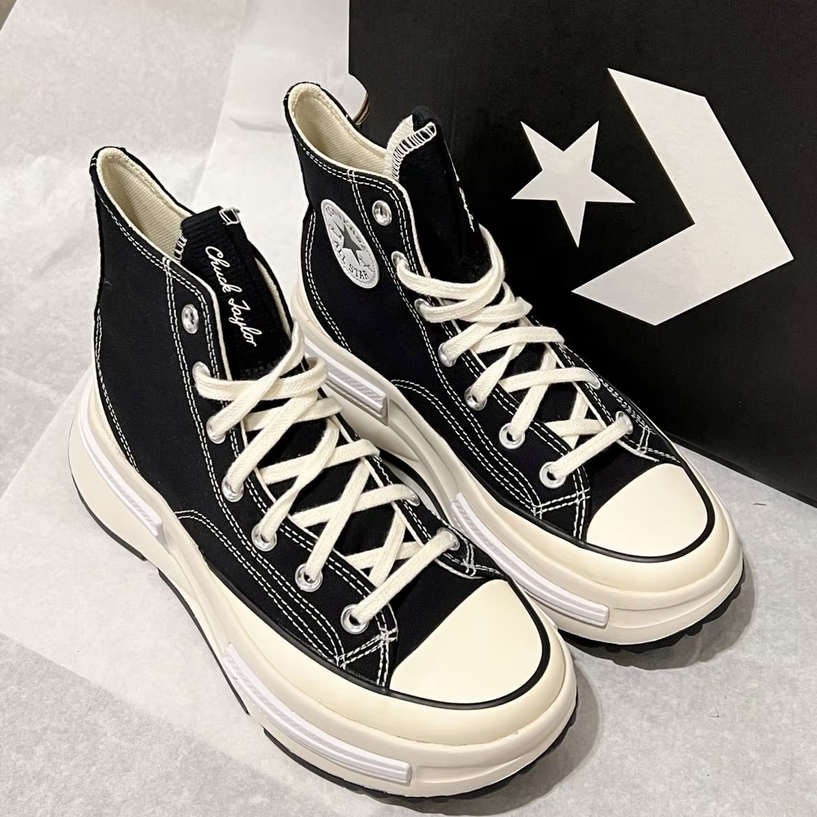 Converse Run Star Legacy CX 耐磨 高帮 帆布鞋黑色A00869C黄
