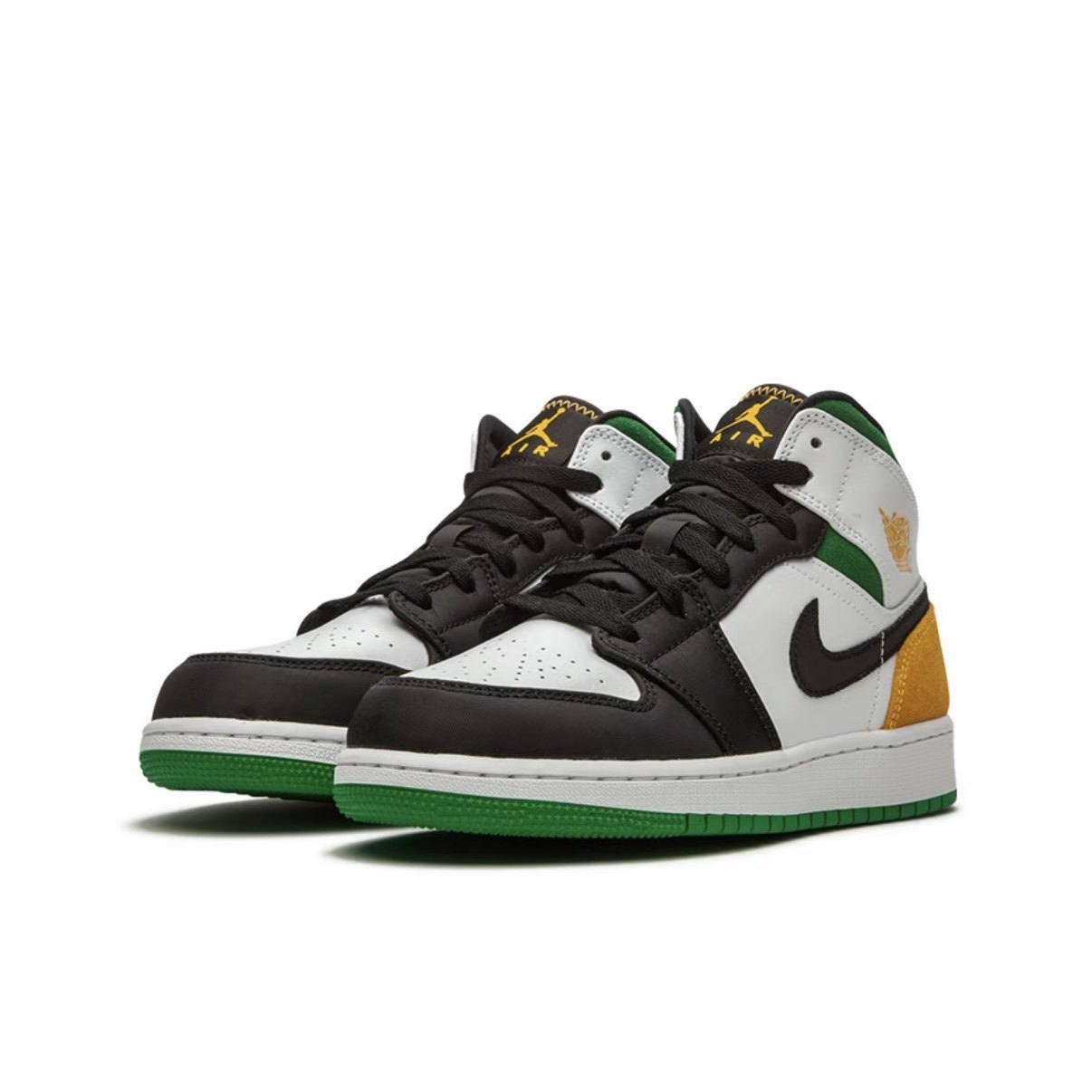 Jordan Air Jordan 1 Mid 中帮 儿童篮球鞋 白绿黄BQ6931-101黄