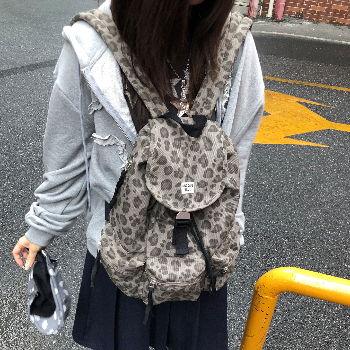 Unique blue甜酷轻亚风豹纹双肩包女大学生复古通勤旅游背包书包,箱包皮具/热销女包/男包,双肩背包,淘宝优惠券,粉丝福利购,淘宝优惠卷