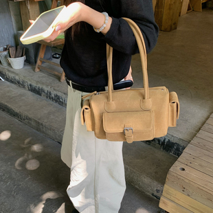 Unique blue真皮保龄球包立体多口袋手提单肩包甜酷女孩牛皮