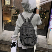 Unique blue原创星星多口袋书包女休闲学院风背包高中学生双肩包