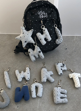 【挂件2.0】Unique blue轻亚布艺包包挂件原创小众字母挂件钥匙扣