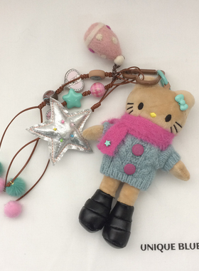 Unique blue包包挂件长腿猫猫二创可爱玩偶公仔挂饰钥匙扣礼物