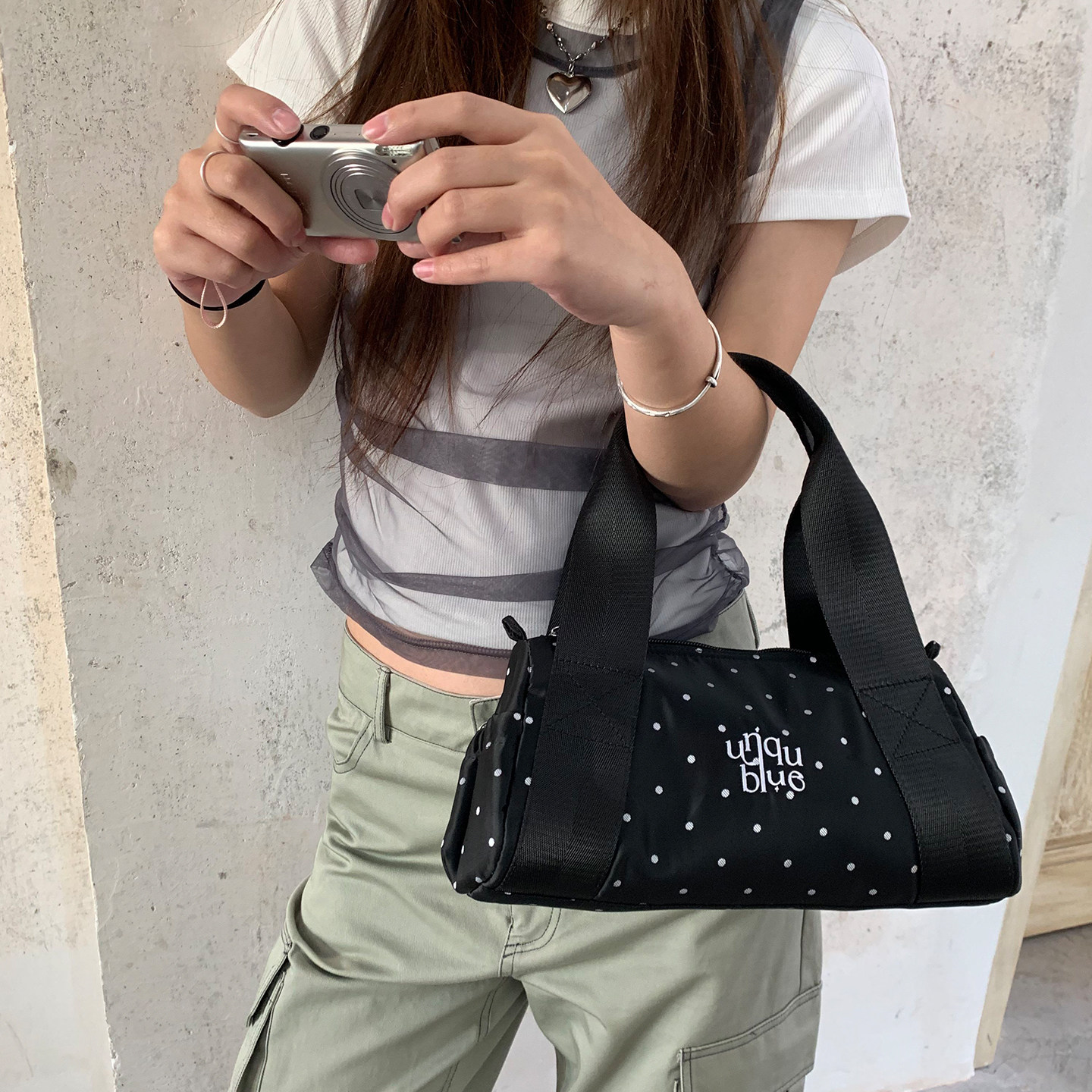 Unique blue手提包女休闲千禧甜酷波点手提单肩包波士顿枕头包女,箱包皮具/热销女包/男包,单肩包,淘宝优惠券,粉丝福利购,淘宝优惠卷