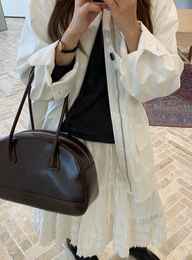 Unique blue韩版ins复古保龄球包手提包休闲腋下单肩包通勤包女包