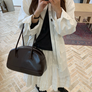 Unique ins复古保龄球包手提包休闲腋下单肩包通勤包女包 blue韩版