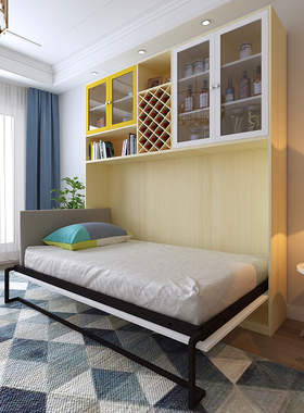 简约风侧翻床单人折叠床隐形床壁床多功能省空间的墨菲床下翻床
