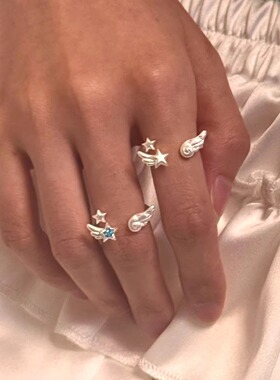 天使星星翅膀戒指女小众设计轻奢高级感食指戒甜酷可爱高颜值指环