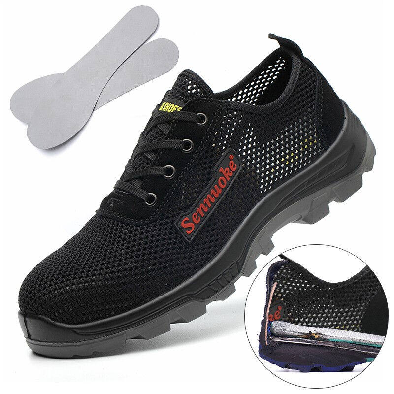 森诺克劳保鞋男士夏季大网透气轻便工作鞋钢包头防砸防穿刺安全低