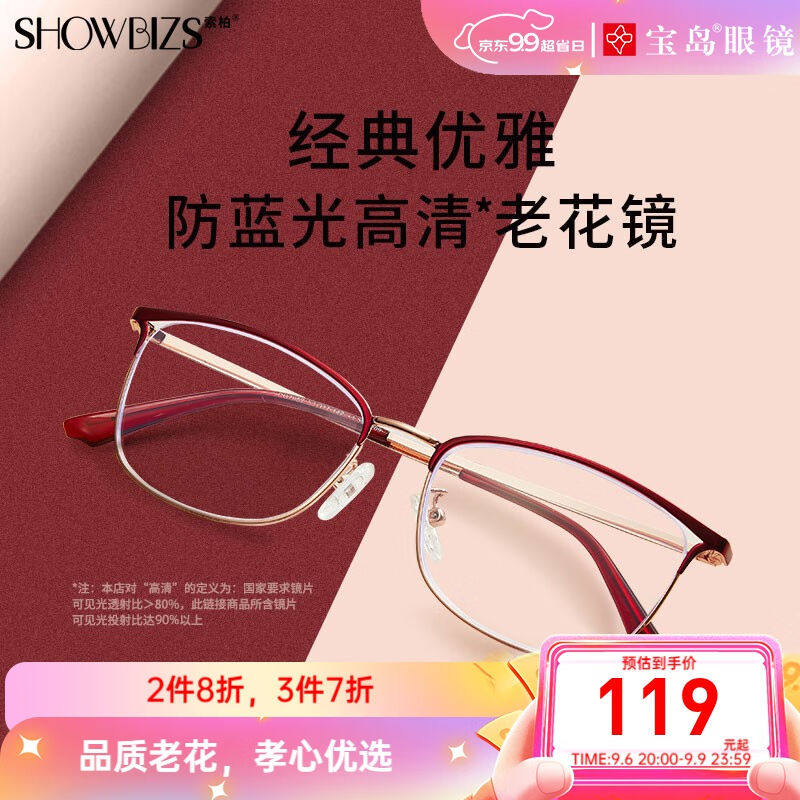 索柏防蓝光老花镜女看近专用老花镜老人老视镜老光眼镜1921100度