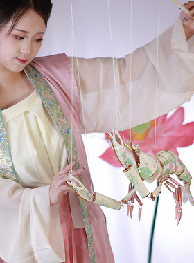 潮一念包守国虾木质DIY古风中式手工中秋秋节灯笼仙花灯中秋节材