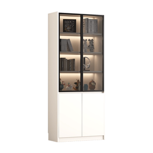 嗨佩小匠书柜带柜门实木储物柜一体靠墙书架高档定制客厅带玻璃门