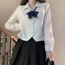基础款 短款 短袖 jk衬衫 学院风宽松百搭白色衬衣春秋内搭上衣女 长袖