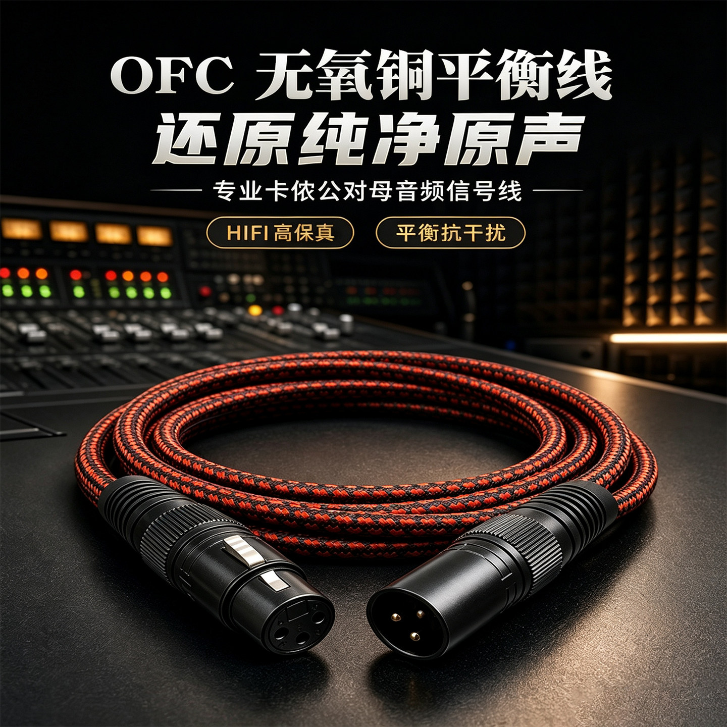 声弦发烧级纯铜卡农线公对母卡侬头音频线麦克风话筒线xlr平衡线