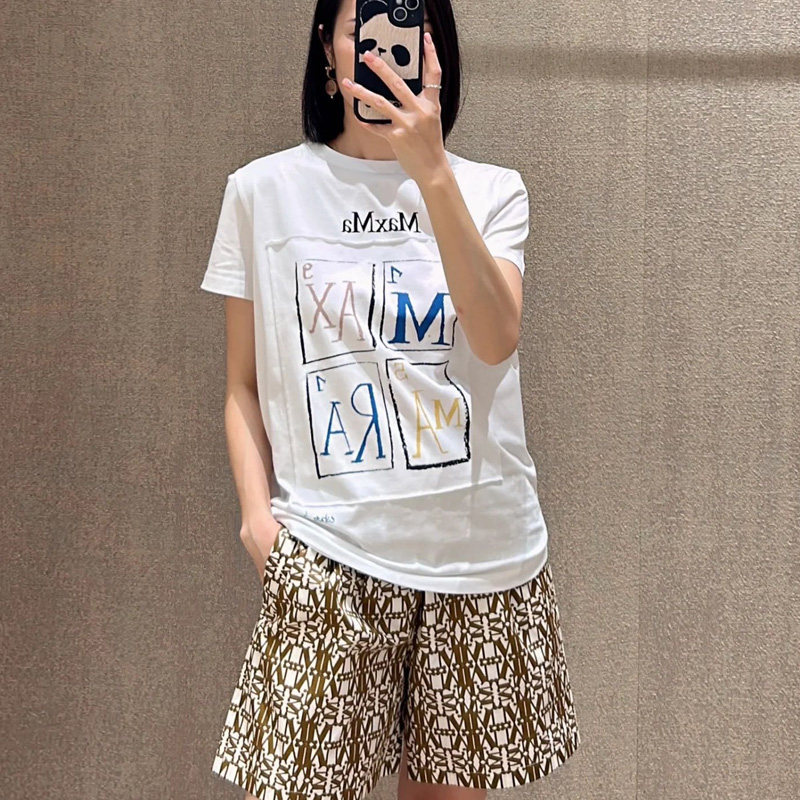 热卖抢购白色T恤女2025夏季新款圆领贴布字母时尚纯棉短袖上衣潮