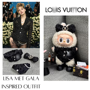 labubu秀场blackpink同款 lisa娃衣一二三代搪胶脸高定大牌套装