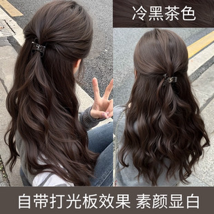 冷黑茶色染发膏棕黑色染发剂2025流行自己在家染盖白发植物纯正品
