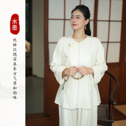 【月白茶香】原创国风新中式福禄扣酵洗汉麻进阶版外套上衣M82799
