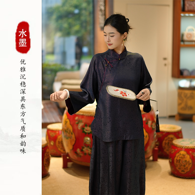 工坊剑杆机彩通正绢斜襟上衣图片