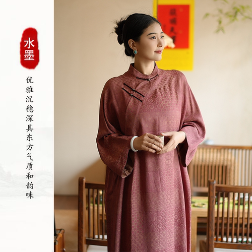 原创设计师木浆亚麻色织连衣裙
