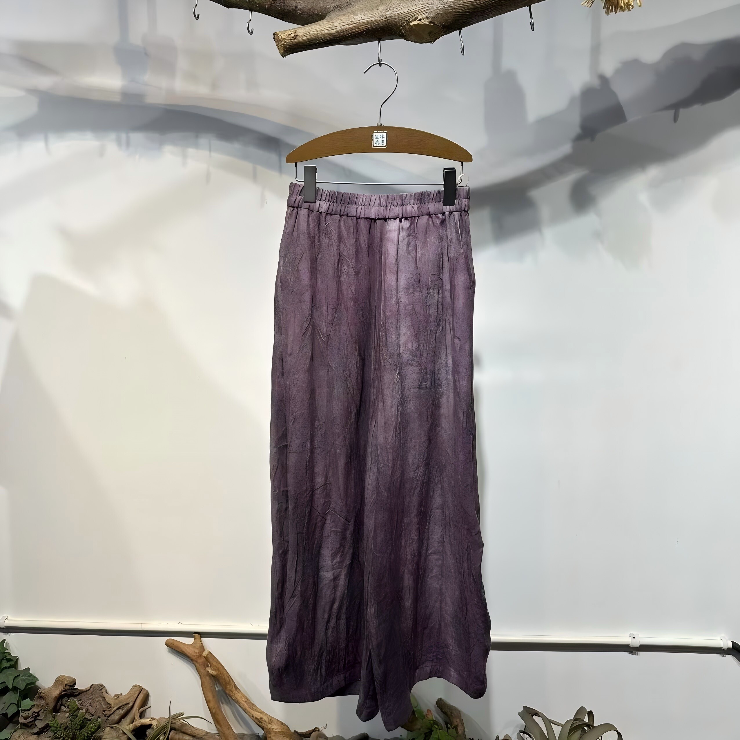 【水墨生香】全牛筋腰亚麻材质长裤口袋阔腿裤休闲裤S75516