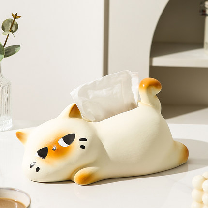 趴趴猫创意可爱纸巾盒高级感2025新款家用客厅桌面轻奢高档纸抽盒