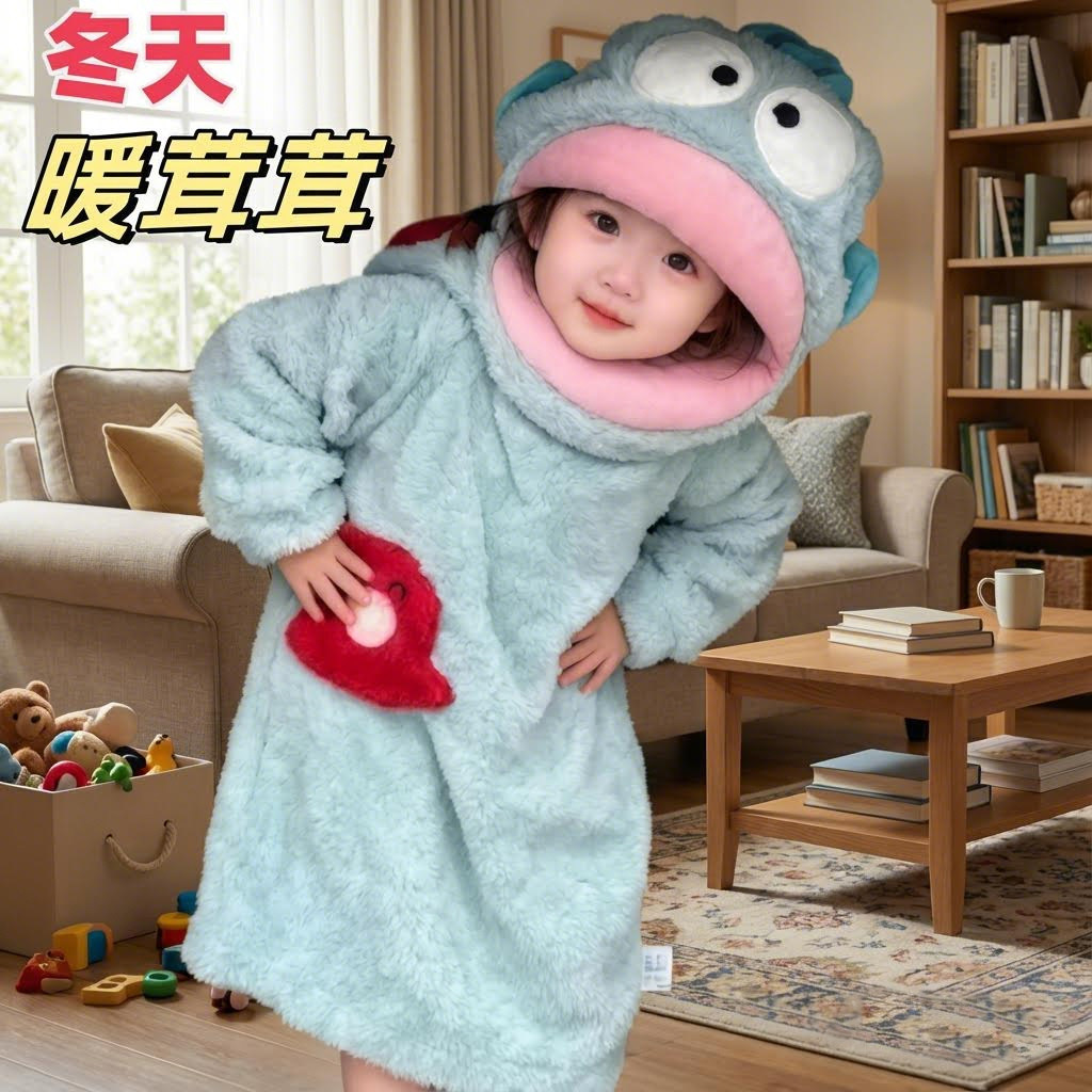 丑鱼连体睡衣小丑鱼连体小孩可爱卡通秋冬季加厚保暖儿童超火珊瑚