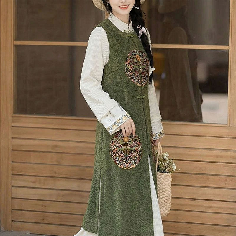 知心衣秋冬新款汉元素日常改良旗袍新中式国风版马甲复古两件套装,女装/女士精品,时尚套装,淘宝优惠券,粉丝福利购,淘宝优惠卷