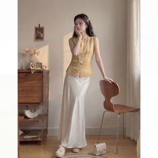 款 知心衣气质高级感优雅黄色马甲吊带连衣裙两件套装 2026年春夏季