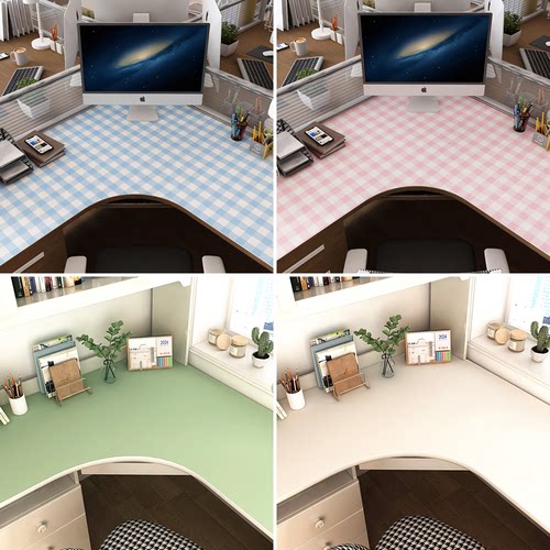 纯色格子皮革桌垫转角桌布