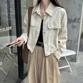 韩范减龄休闲宽松长袖 上衣2026春新款 衬衣 外套女短款 港风牛仔衬衫