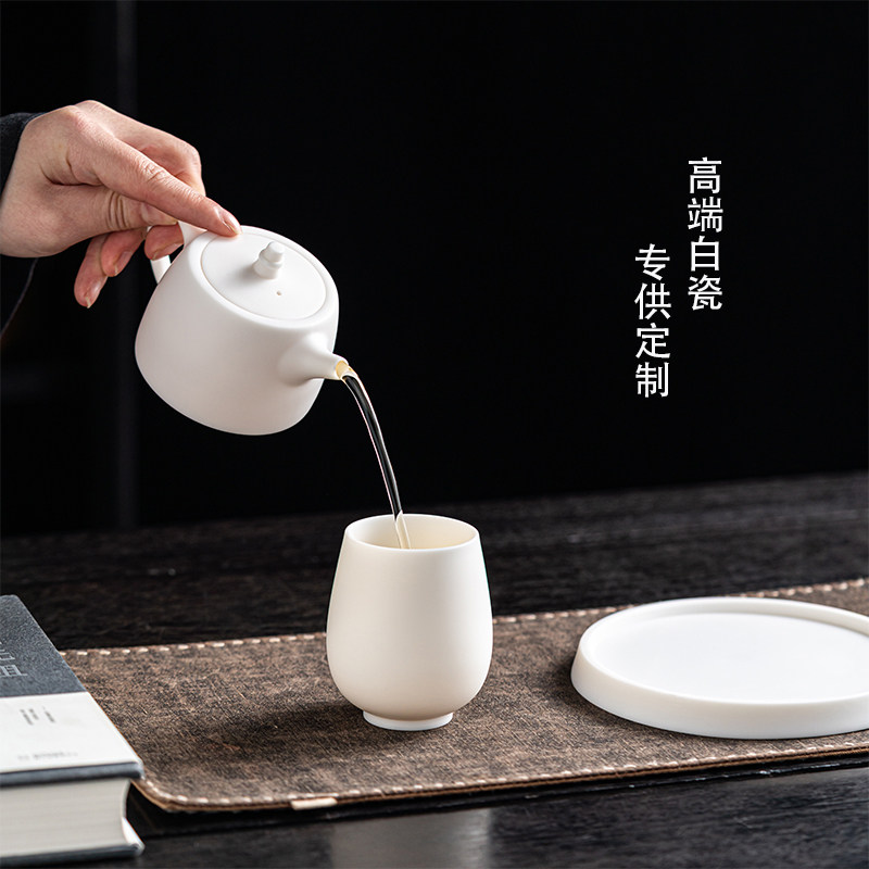 羊脂玉瓷素烧大茶杯德化白瓷茶具威士忌杯主人杯啤酒杯(可定制)