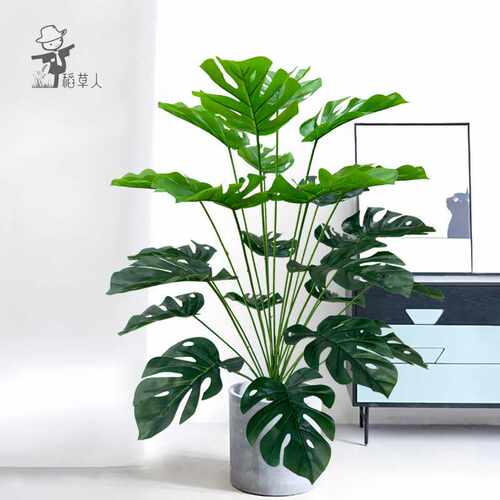 人造花仿真绿植龟背竹高端轻奢北欧风假树装饰仿生植物造景