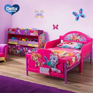 Delta儿童床拼接床带护栏单人床男孩汽车床女孩公主床加高到45cm