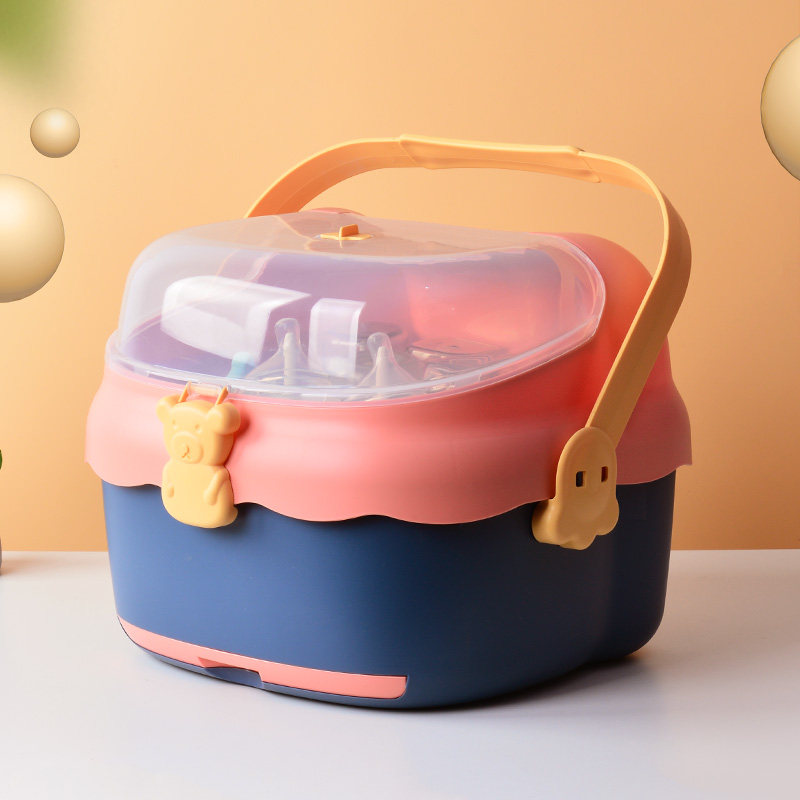 奶瓶收纳箱沥水架防尘盖宝宝餐具收纳盒大号婴儿专用碗筷辅食工具