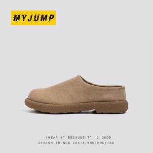 加绒棉拖鞋男款秋冬季外穿一脚蹬老钱风男士勃肯鞋