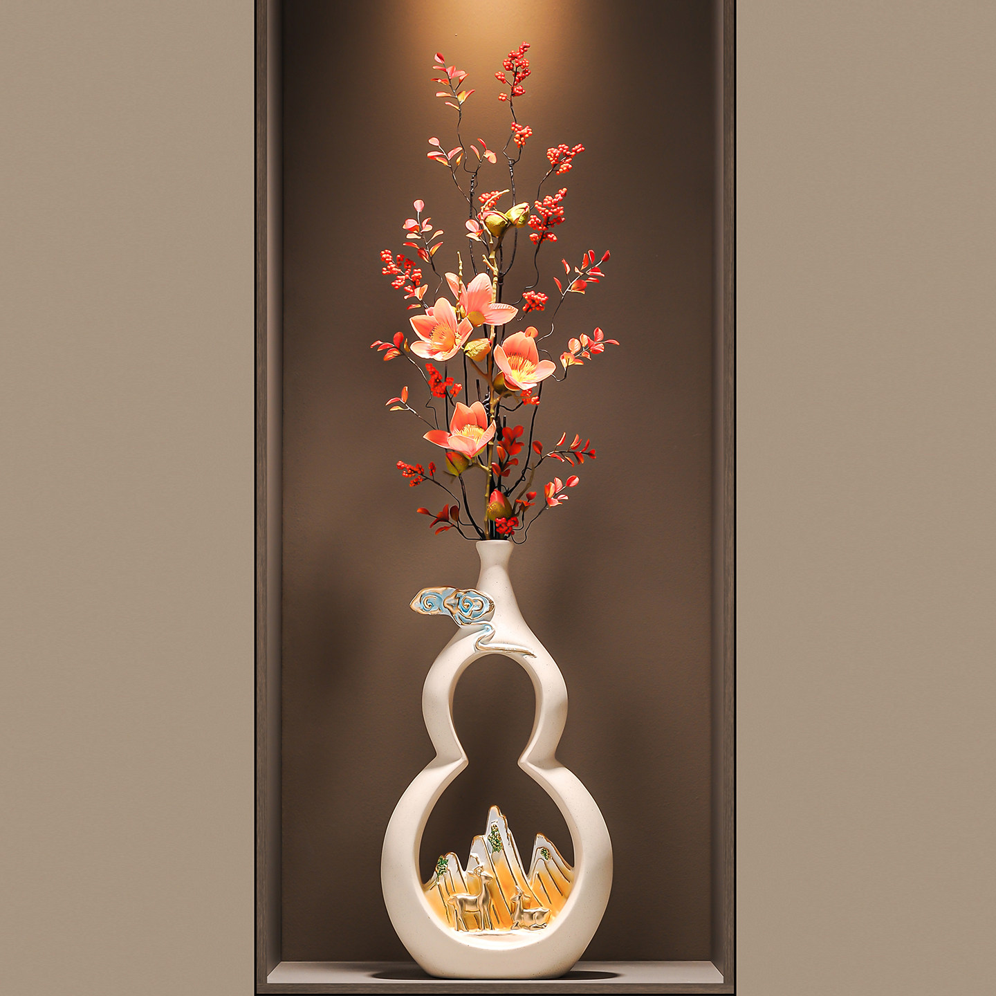 中式招财葫芦摆件竖高客厅花瓶入户玄关摆件轻奢高档乔迁新居礼物,家居饰品,装饰摆件,淘宝优惠券,粉丝福利购,淘宝优惠卷