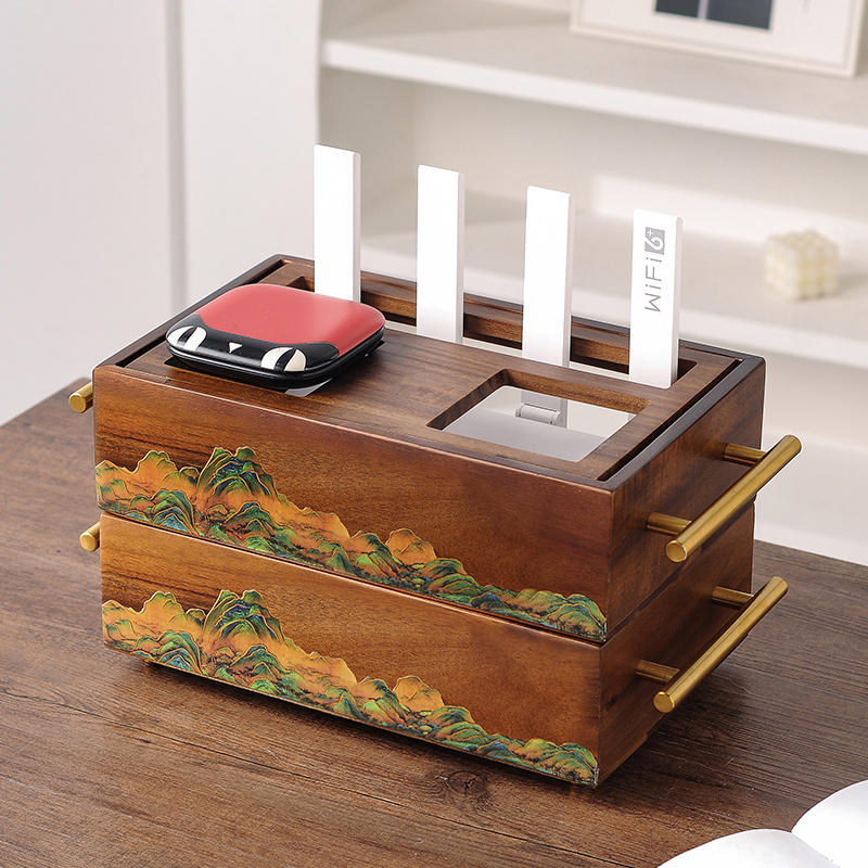 新中式整理集线盒实木