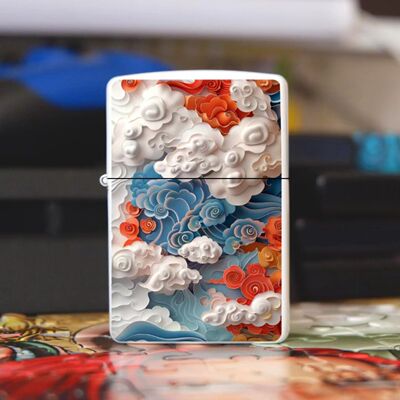 创意网红国潮祥云复古砂轮防风煤油打火机个性金属高档送男友礼物