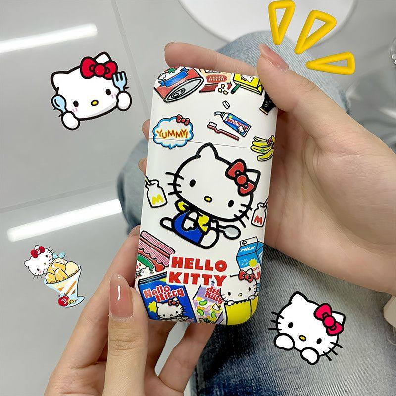 可爱KT猫烟盒打火机可放粗中细三种规格抗压防潮便携可放细20粗10