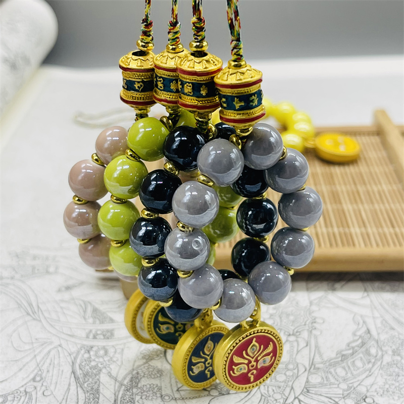 香灰瓷琉璃手机链五路财神挂件汽车钥匙配饰品北京饰品纪念品包挂