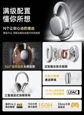 iKF Nano主动降噪头戴式耳机无线蓝牙游戏2025年新款适用苹果Max