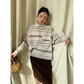 白色内搭长袖 dorydory色织提花条纹高领衬衫 小立领上衣新中式 外套