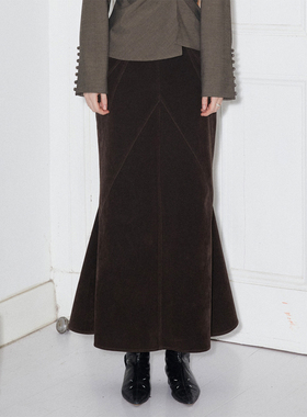 dorydory 原创设计 新中式高腰麂皮绒鱼尾半身裙秋冬中长裙子小众