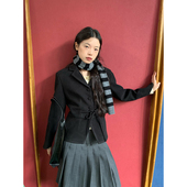 dorydory复古系带短款 独特上衣女 新款 收腰小西装 外套2026春女装